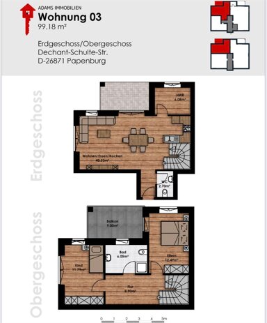 Wohnung zur Miete 1.000 € 3 Zimmer 99,2 m² Dechant-Schulte-Str. 62 Papenburg - Obenende Papenburg 26871