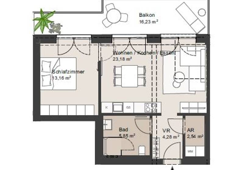 Terrassenwohnung zum Kauf - Erstbezug provisionsfrei 482.130 € 2 Zimmer 48,7 m² 2. Geschoss Salzburg 5020