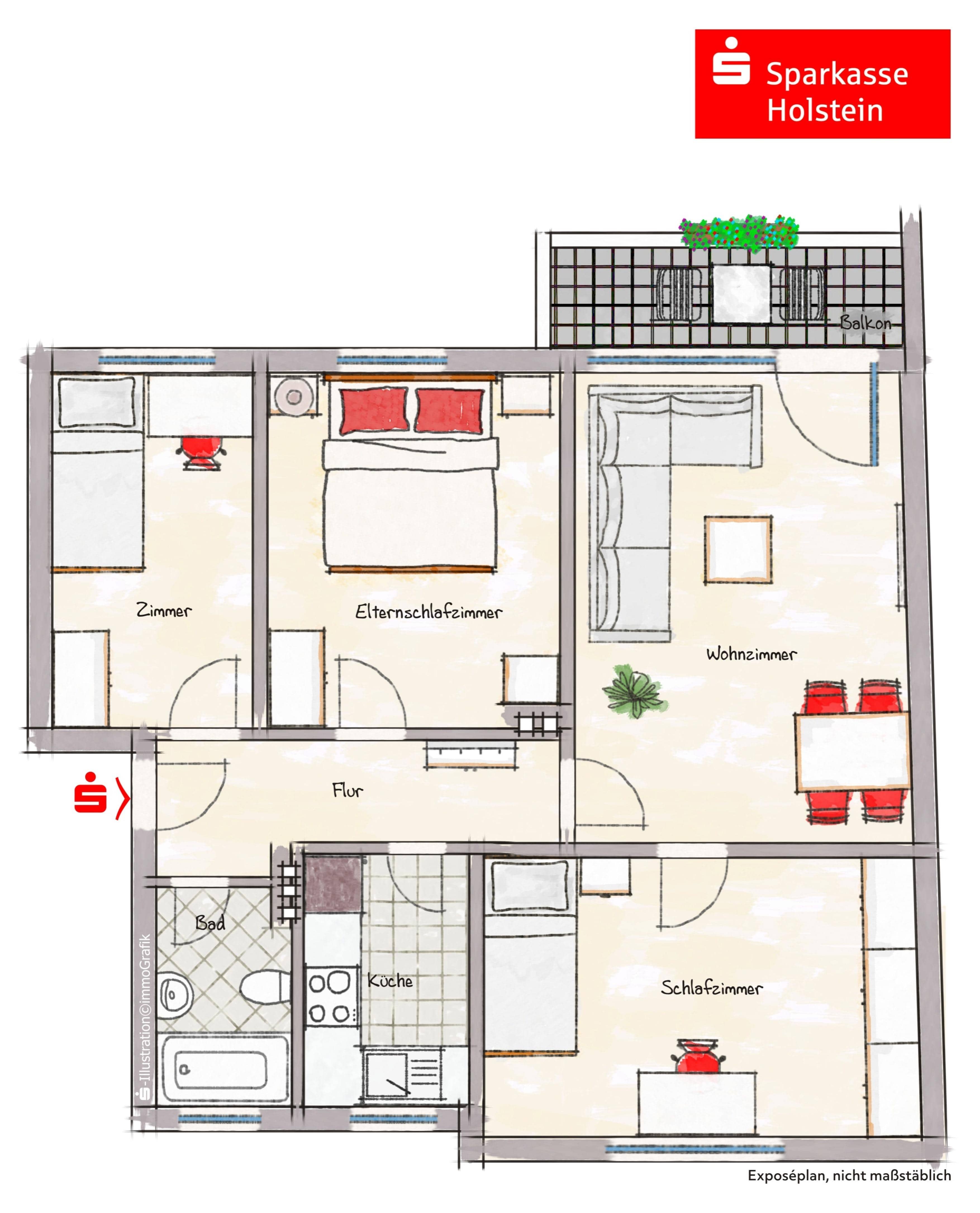 Wohnung zum Kauf 225.000 € 3,5 Zimmer 80 m²<br/>Wohnfläche 1.<br/>Geschoss Alt - Reinbek Reinbek 21465