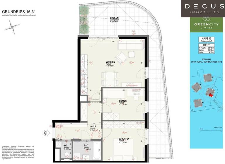 Wohnung zur Miete 821 € 3 Zimmer 3. Geschoss Straßgang Graz 8054