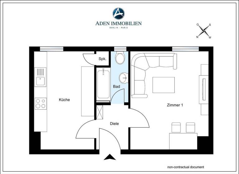 Studio zum Kauf provisionsfrei 130.000 € 1 Zimmer 33,8 m² 1. Geschoss Olbersstr. 51g Charlottenburg Berlin 10589