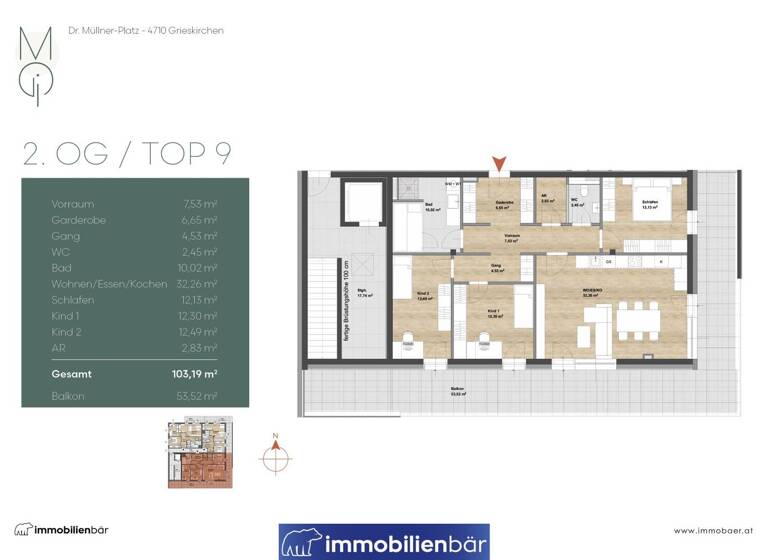 Penthouse zum Kauf - Erstbezug provisionsfrei 550.356 € 4 Zimmer 110,3 m² Doktor-Müllner-Platz 15 Grieskirchen 4710