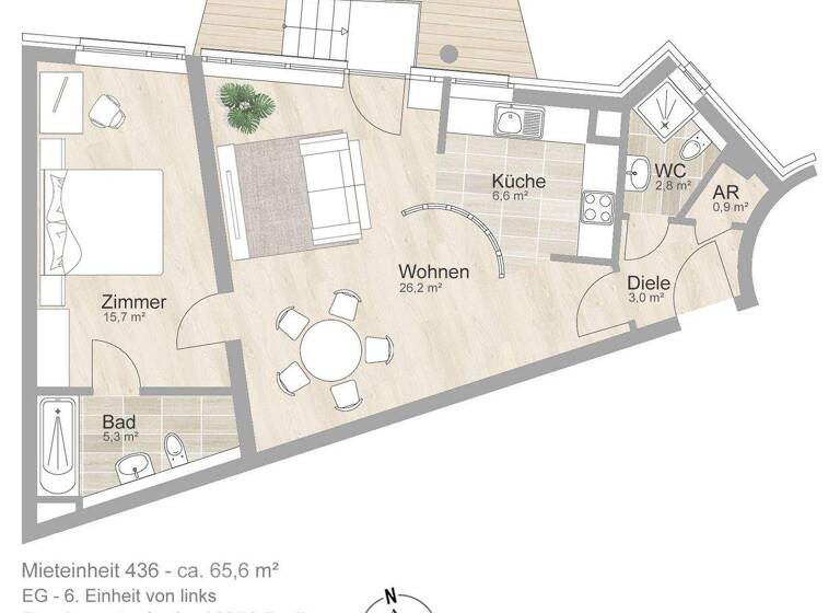 Wohnung zur Miete 902 € 2 Zimmer 65,6 m² EG frei ab 01.03.2026 Brauhausstr. 2 Weißensee Berlin 13086