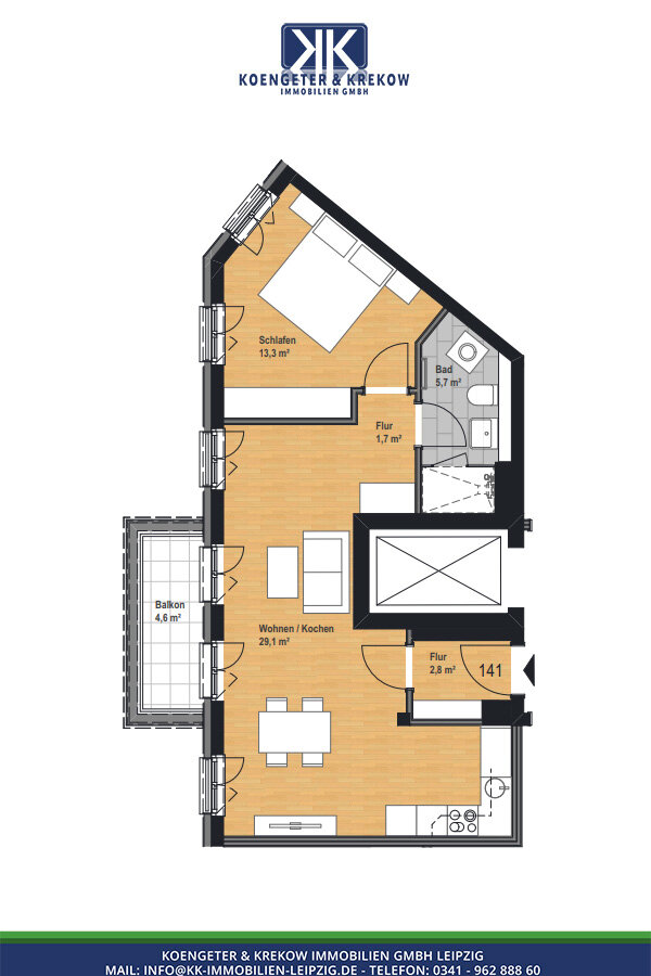 Wohnung zur Miete 801 € 2 Zimmer 57,2 m²<br/>Wohnfläche 2.<br/>Geschoss Prager Straße 107 Reudnitz-Thonberg Leipzig 04317