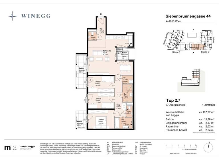Wohnung zum Kauf - Erstbezug 800.300 € 4 Zimmer 105,1 m² 2. Geschoss Siebenbrunnengasse 44 Wien 1050