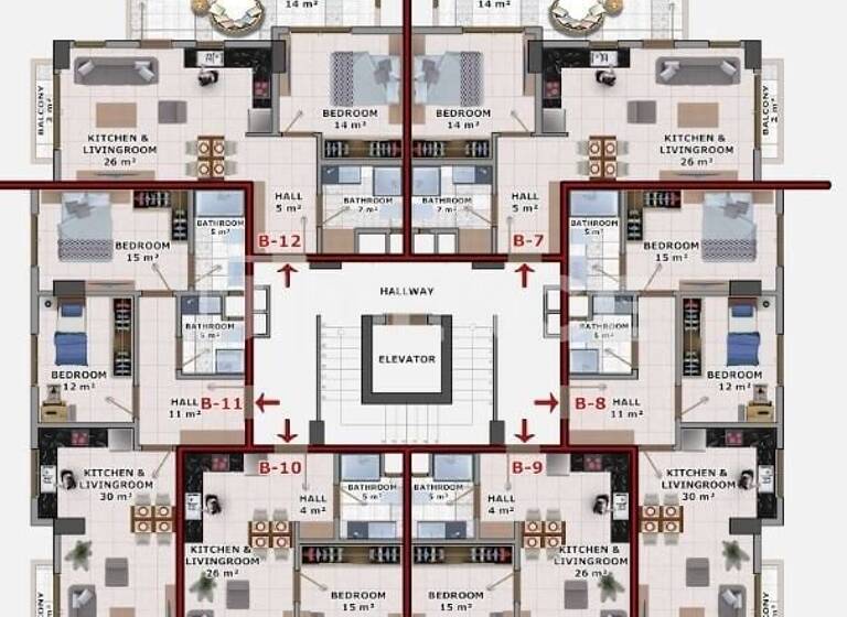 Studio zum Kauf 205.000 € 3 Zimmer 100 m² 1. Geschoss Antalya 07415