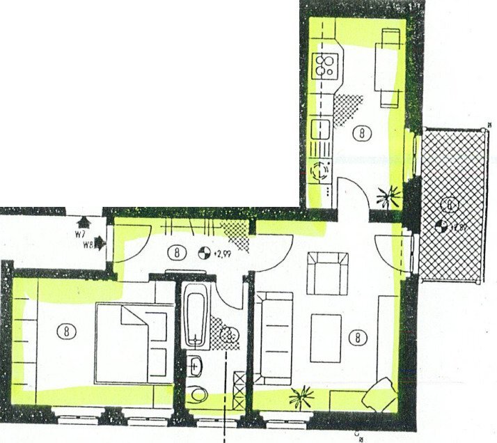 Wohnung zum Kauf 56.000 € 2 Zimmer 47,5 m²<br/>Wohnfläche 1.<br/>Geschoss Crimmitschauer Straße 31 Mitte - West 135 Zwickau 08058