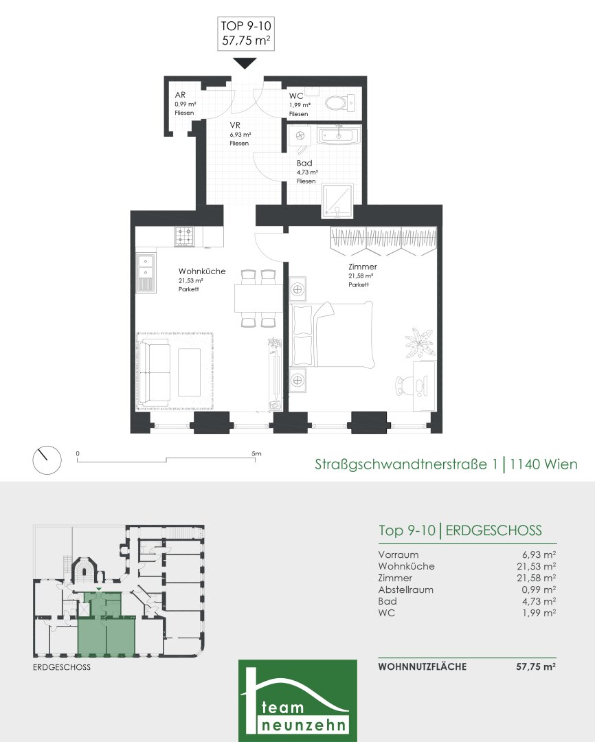 Wohnung zum Kauf 191.400 € 2 Zimmer 58 m²<br/>Wohnfläche EG<br/>Geschoss Straßgschwandtnerstraße 1 Wien 1140