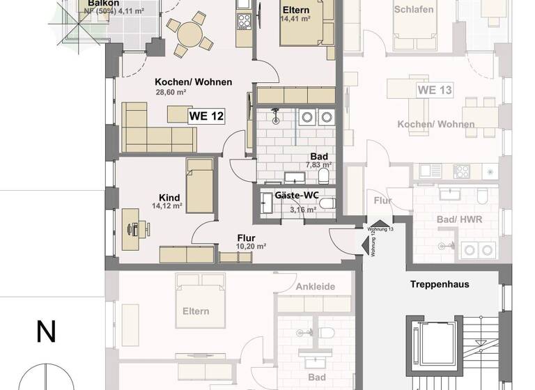 Wohnung zur Miete 1.080 € 3 Zimmer 82,4 m² frei ab 01.05.2026 Innenstadt Gütersloh 33330