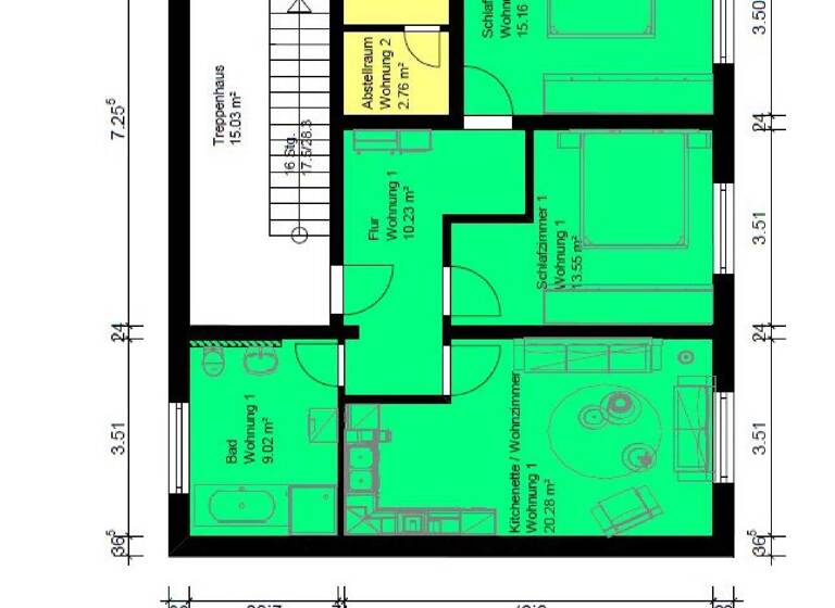 Wohnung zur Miete 484 € 3 Zimmer 69 m²<br/>Wohnfläche EG<br/>Geschoss Lindenallee 51 Eisenhüttenstadt Eisenhüttenstadt 15890