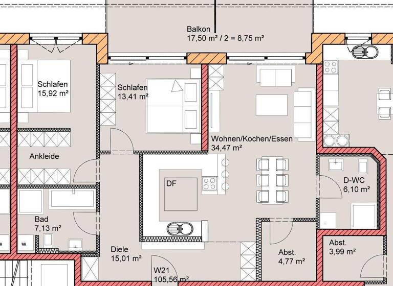 Wohnung zur Miete - Erstbezug 1.267 € 3 Zimmer 105,6 m² 2. Geschoss frei ab 01.06.2026 Öderfeldstraße 11 Töging Töging a.Inn 84513