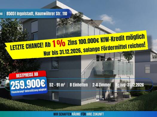 Penthouse zum Kauf - Neubau provisionsfrei als Kapitalanlage geeignet 449.900 € 3 Zimmer 84 m² Haunwöhrer Straße 110 Ingolstadt Ingolstadt 85051