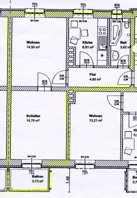 Wohnung zur Miete 336 € 2 Zimmer 48 m²<br/>Wohnfläche 1.<br/>Geschoss ab sofort<br/>Verfügbarkeit Wilhelm- Kobelt-Str.20 Schellheimerplatz Magdeburg 39108