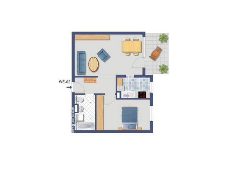 Wohnung zum Kauf provisionsfrei 199.500 € 2 Zimmer 50,4 m² EG Käthe-Kollwitz-Weg 6 Waiblingen 71334