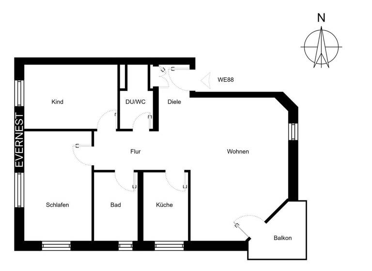 Wohnung zum Kauf 235.000 € 3 Zimmer 75 m² 1. Geschoss Benrath Düsseldorf 40597