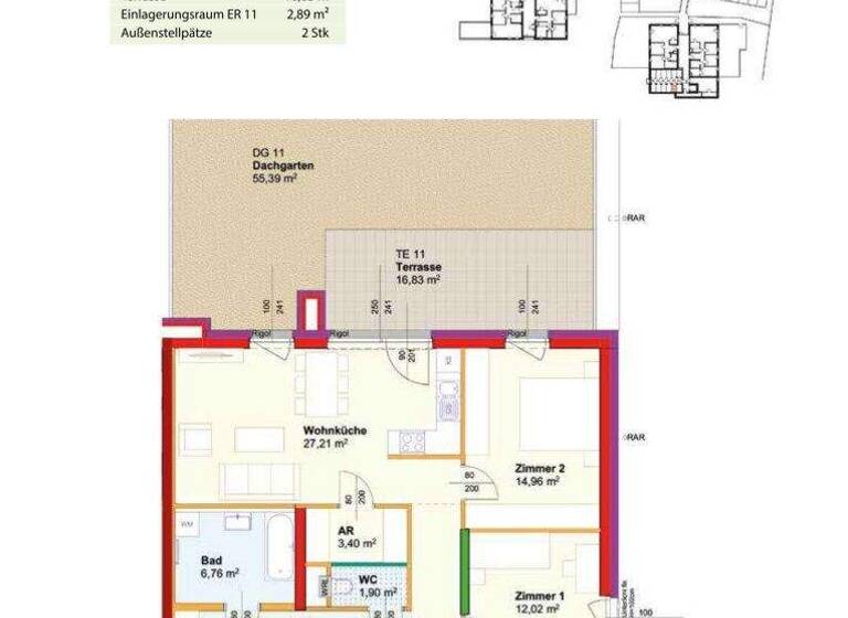 Wohnung zur Miete - Erstbezug 917 € 3 Zimmer 81,6 m² 1. Geschoss Geras 2093