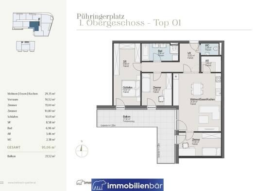 Terrassenwohnung zum Kauf 438.000 € 4 Zimmer 93,1 m² 1. Geschoss Pühringerplatz 9 Grieskirchen 4710