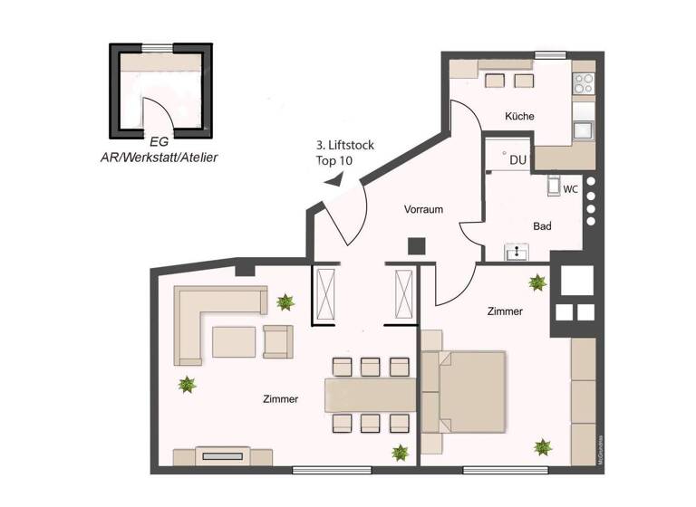 Wohnung zum Kauf 698.000 € 2,5 Zimmer 54,4 m² 3. Geschoss Passauer Platz Wien 1010