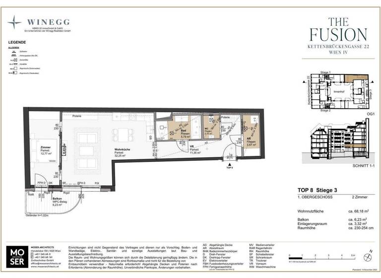 Wohnung zum Kauf - Erstbezug 549.000 € 2 Zimmer 68,2 m² 1. Geschoss Kettenbrückengasse 22 Wien 1040