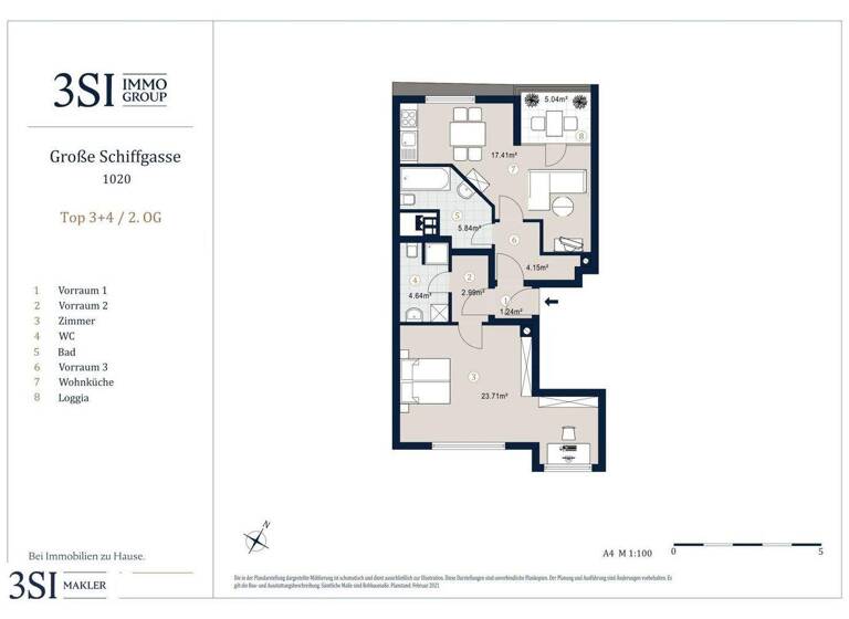 Wohnung zum Kauf - Erstbezug 589.000 € 2 Zimmer 61,2 m² 2. Geschoss Große Schiffgasse 9 Wien 1020