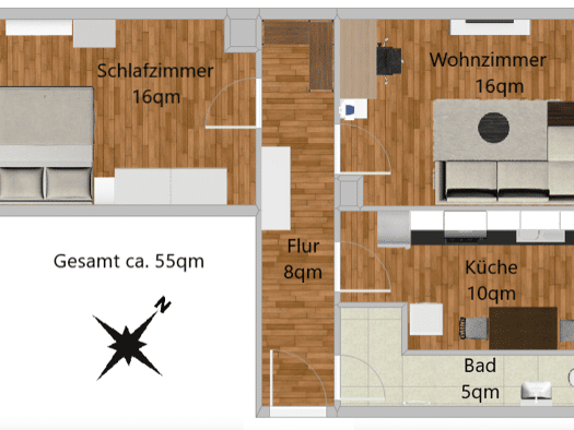 Wohnung zur Miete 680 € 2 Zimmer 55 m² Geschoss 2/5 frei ab sofort Südstadt Fürth 90763