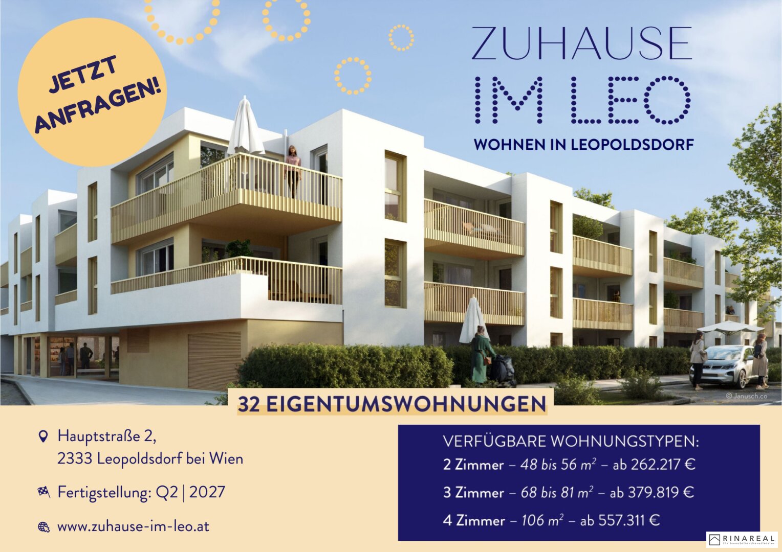 Wohnung zum Kauf 294.738 € 2 Zimmer 49,2 m²<br/>Wohnfläche EG<br/>Geschoss Leopoldsdorf 2333