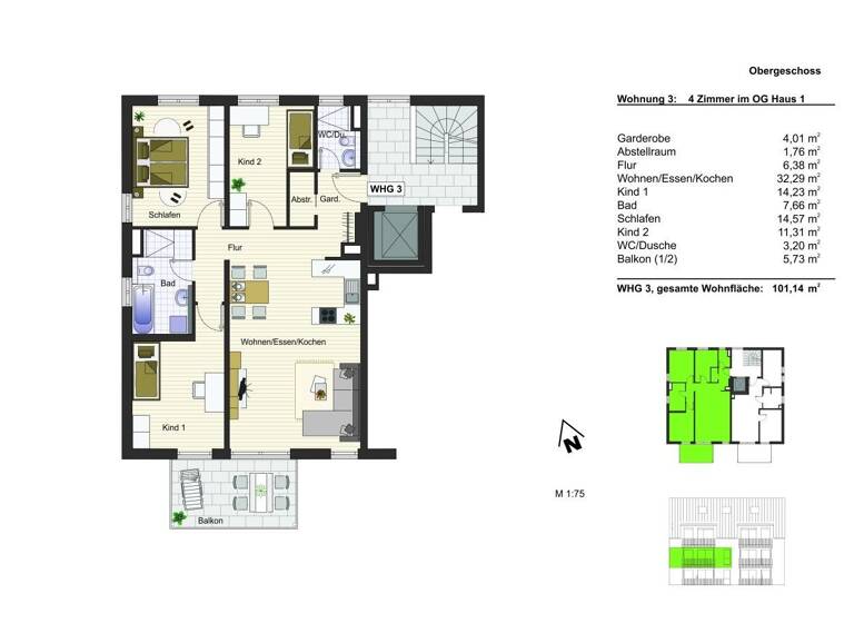 Wohnung zum Kauf - Neubau provisionsfrei 840.000 € 4 Zimmer 101,1 m²<br/>Wohnfläche Kindlebildstraße 12 Wollmatingen Konstanz 78467