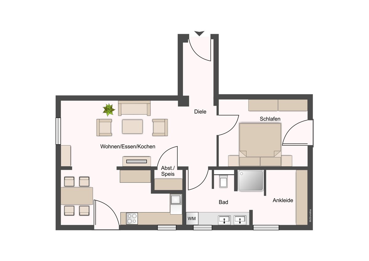 Wohnung zur Miete 880 € 2 Zimmer 67,1 m²<br/>Wohnfläche 2.<br/>Geschoss Poppelstraße 9 Sandberg Nürnberg 90419