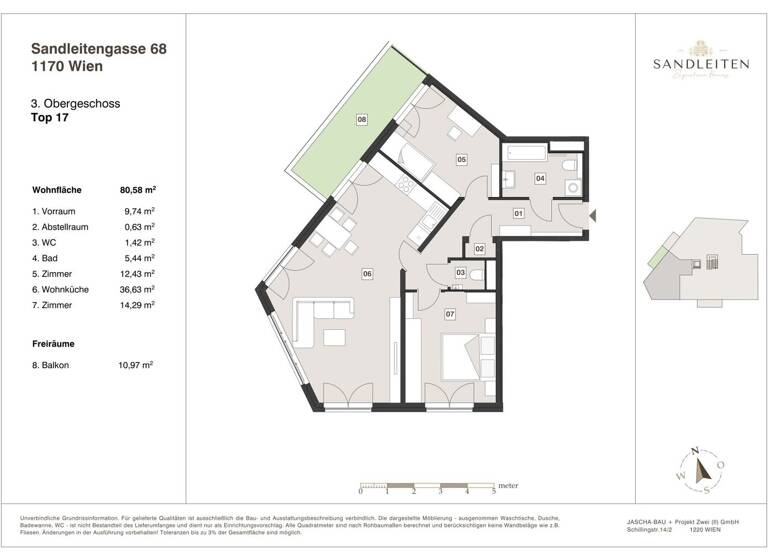 Wohnung zum Kauf - Erstbezug 679.000 € 3 Zimmer 80,6 m² 3. Geschoss Wien,Hernals 1170