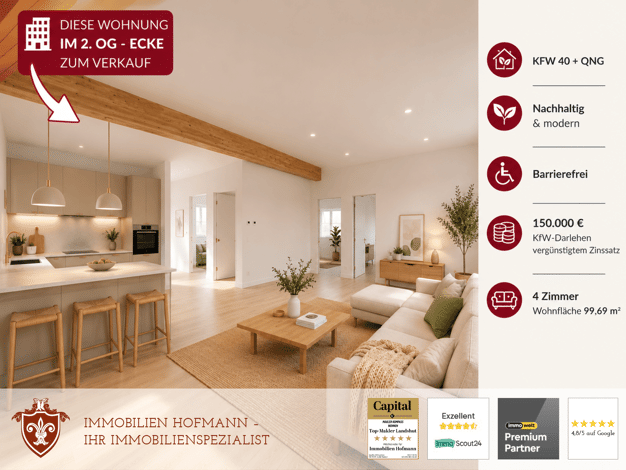 Wohnung zum Kauf - Erstbezug provisionsfrei 413.714 € 4 Zimmer 99,7 m² 2. Geschoss Mammingerschwaigen Mamming 94437