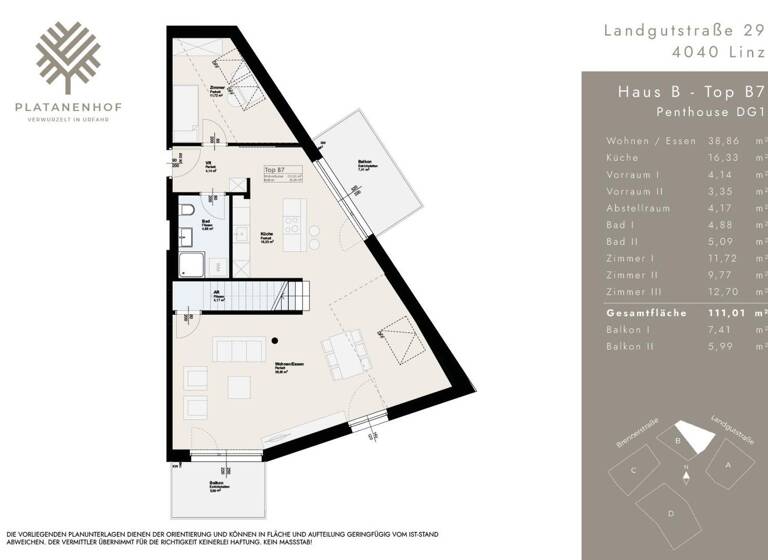 Wohnung zum Kauf - Erstbezug 698.000 € 4 Zimmer 111 m² Landgutstraße 29 Urfahr Linz 4040