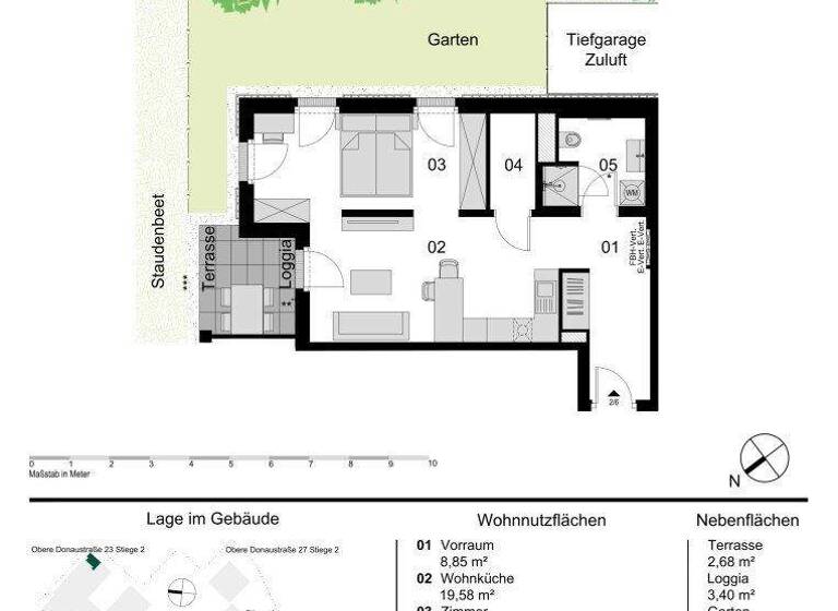 Wohnung zum Kauf - Erstbezug 467.000 € 1,5 Zimmer 51,1 m² EG Obere Donaustraße 23 Wien 1020