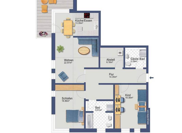 Wohnung zur Miete - Erstbezug 2.070 € 3 Zimmer 115 m² Kniepervorstadt Stralsund 18435