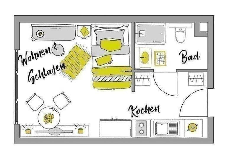 Studio zur Miete 611 € 1 Zimmer 23 m² 4. Geschoss frei ab 01.05.2026 Jean-Weipert-Straße 3 Kaiserlei Offenbach am Main 63067