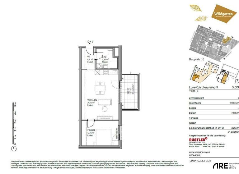Wohnung zur Miete 686 € 2 Zimmer 49,8 m² Lore Kutschera Weg 5 Wien 1120