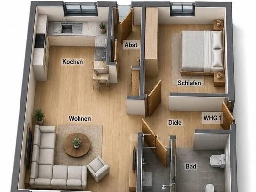 Wohnung zum Kauf 209.789 € 2 Zimmer 46 m² Erwitte Erwitte 59597