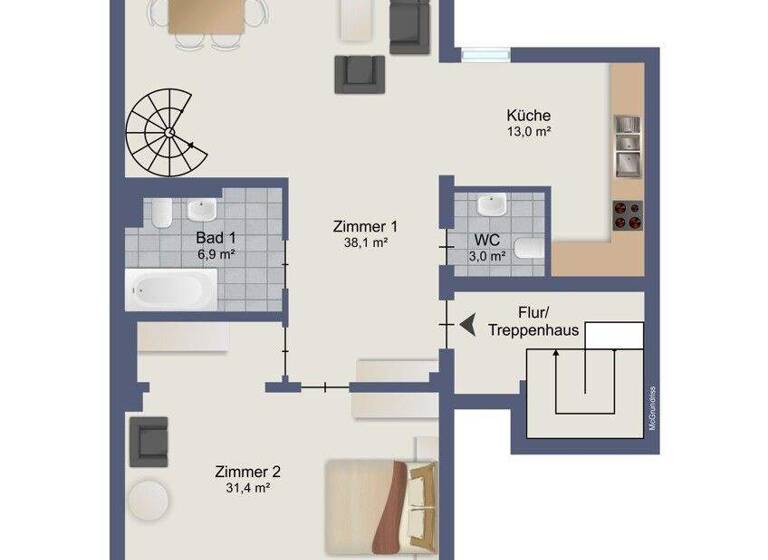 Maisonette zur Miete - Erstbezug 1.975 € 3 Zimmer 150,8 m² Daxlanden Karlsruhe 76189