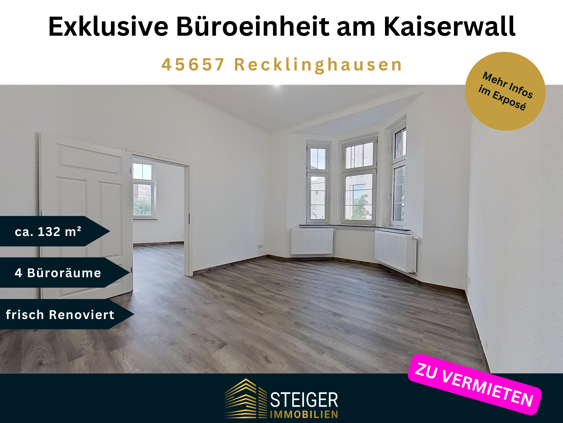 Büro-/Praxisfläche zur Miete 1.980 € 4 Zimmer 132 m²<br/>Bürofläche Innenstadt Recklinghausen 45657