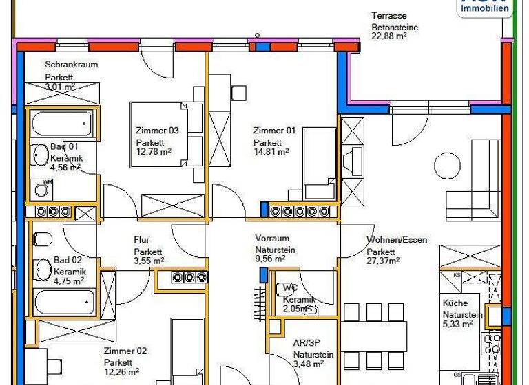 Terrassenwohnung zum Kauf 429.000 € 4 Zimmer 103,5 m² Hasnerstraße Waldegg Linz 4020