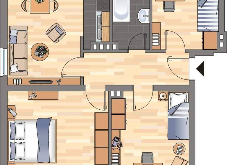 Wohnung zur Miete 409 € 3 Zimmer 60,3 m² 1. Geschoss Braunschweigstraße 27 Fedderwardergroden Wilhelmshaven 26388