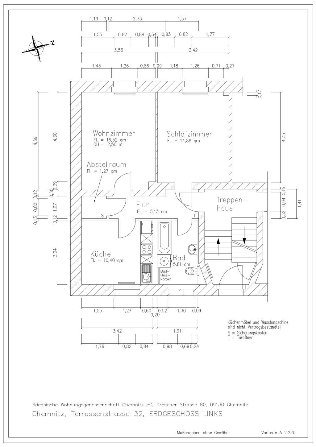 Wohnung zur Miete 313 € 2 Zimmer 54 m²<br/>Wohnfläche EG<br/>Geschoss ab sofort<br/>Verfügbarkeit Terrassenstraße 32 Hilbersdorf 151 Chemnitz 09131