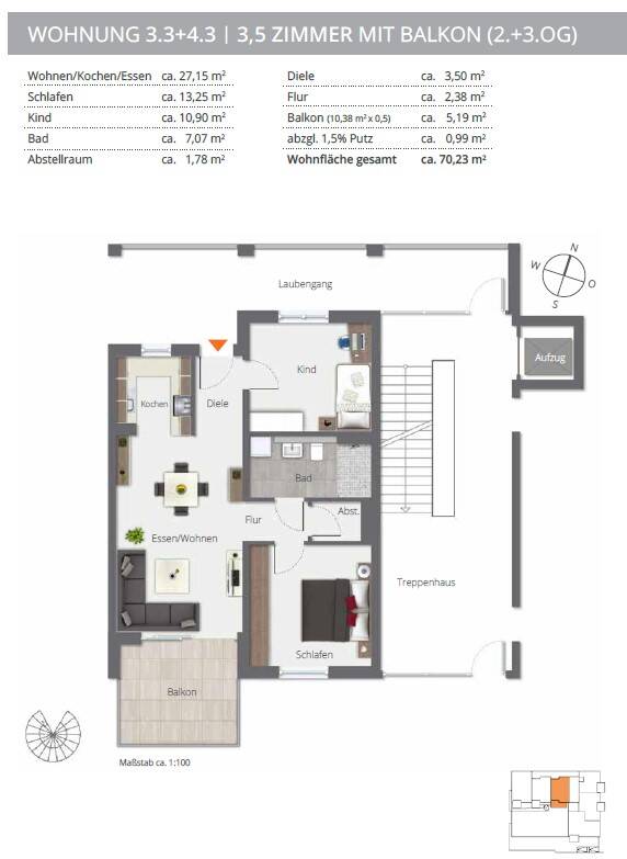 Wohnung zum Kauf provisionsfrei 396.000 € 3,5 Zimmer 70,2 m²<br/>Wohnfläche Biberach Biberach an der Riß 88400