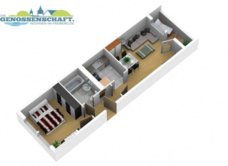 Wohnung zur Miete 319 € 2 Zimmer 40,2 m² EG Paul-Müller-Straße 16 Freiberg 09599