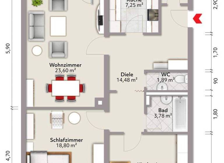 Wohnung zum Kauf 194.000 € 3 Zimmer 84,6 m² 1. Geschoss Körne Dortmund 44143