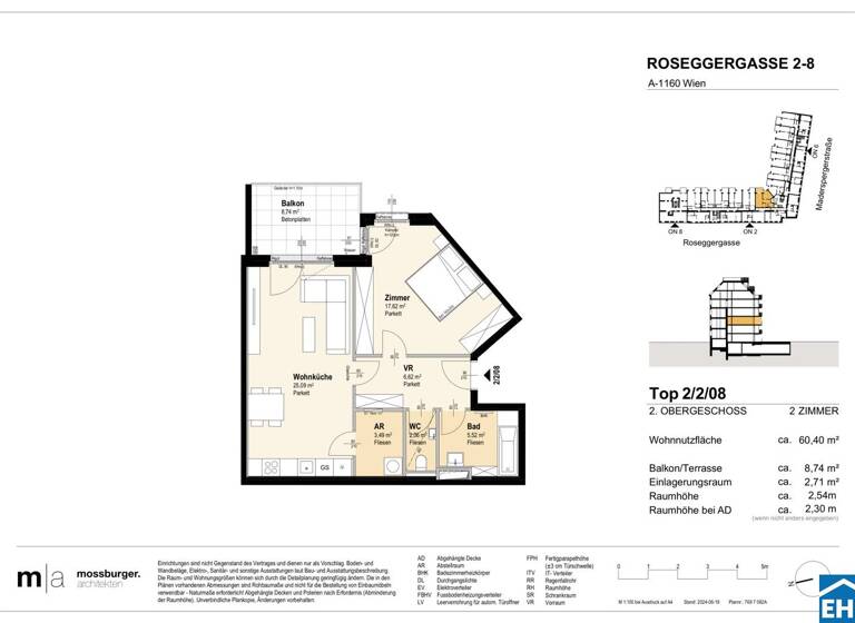 Wohnung zum Kauf - Erstbezug 334.500 € 2 Zimmer 60,4 m² 2. Geschoss Roseggergasse Wien 1160