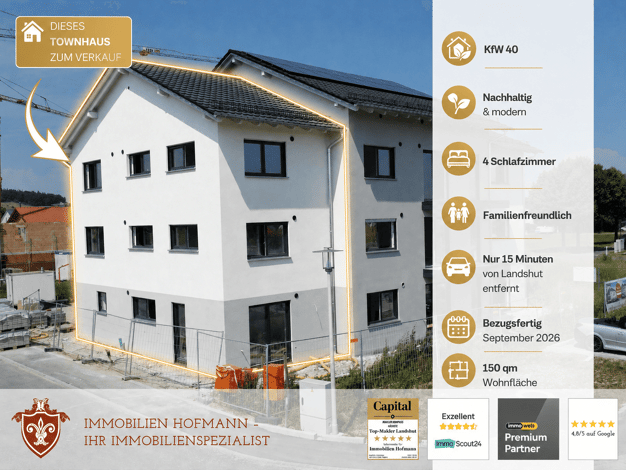 Reihenendhaus zum Kauf - Erstbezug 675.000 € 5 Zimmer 150,8 m² 197,8 m² Grundstück Bruckbergerau Bruckberg 84079