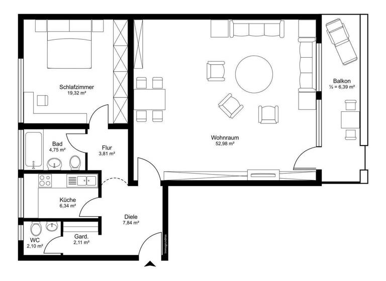 Wohnung zum Kauf 699.000 € 2 Zimmer 103 m² 1. Geschoss Grünwald 82031