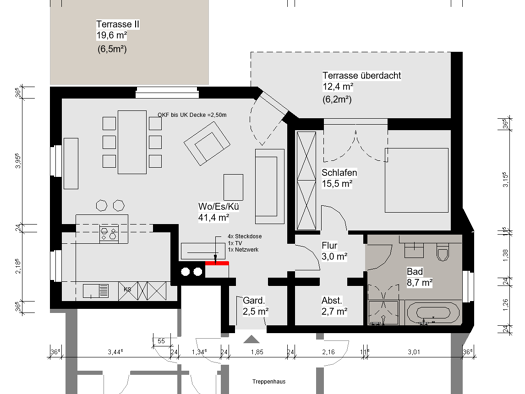 Terrassenwohnung zur Miete 720 € 2 Zimmer 86 m² Geschoss -1/3 frei ab sofort Rotsteinweg 27 Ziegelhütten Kulmbach 95326