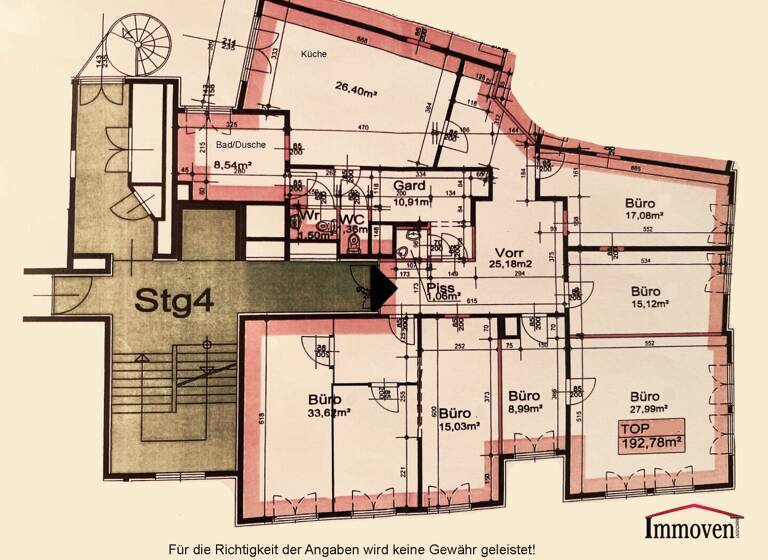 Büro zur Miete 2.478 € 7 Zimmer Billrothstraße Wien 1190