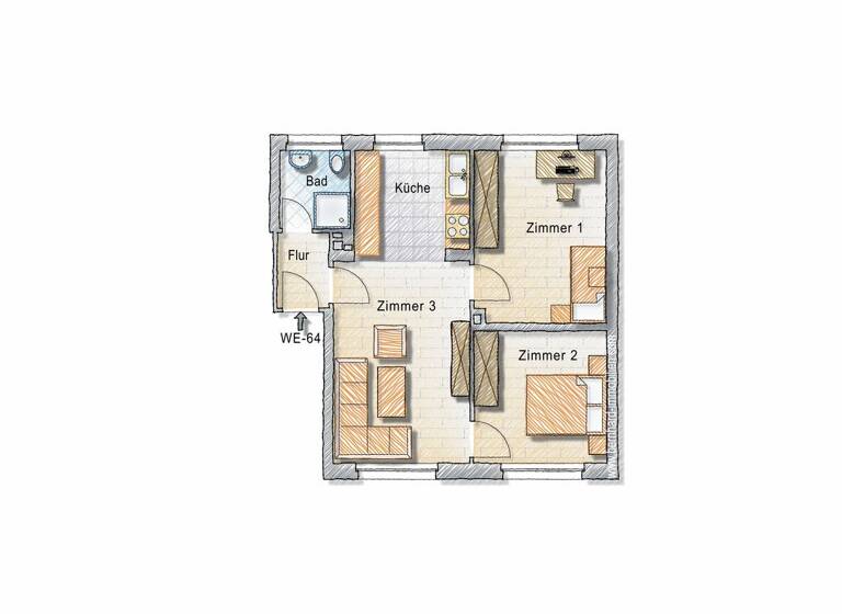 Studio zum Kauf 79.500 € 2,5 Zimmer 52 m² 1. Geschoss frei ab sofort Börnig Herne 44628